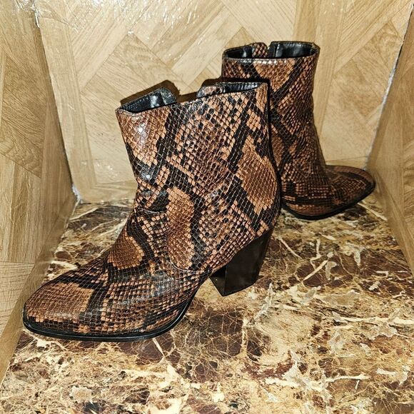 Zara women's fashion leather snake brown ankle boots size 7. 049 - Picture 8 of 11
